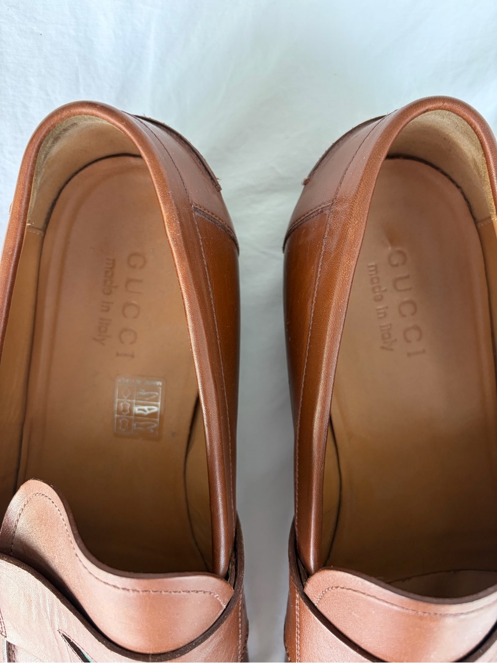 Gucci Brown Leather Slip-On Loafers with Red & Green Web Accent - Picture 6 of 9